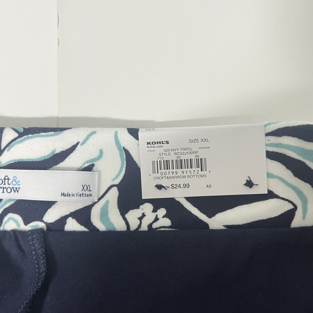 NWT Croft & Barrow Skort Women's Size XXL Blue Floral Mid Rise Pull On Cruise - Picture 7 of 10